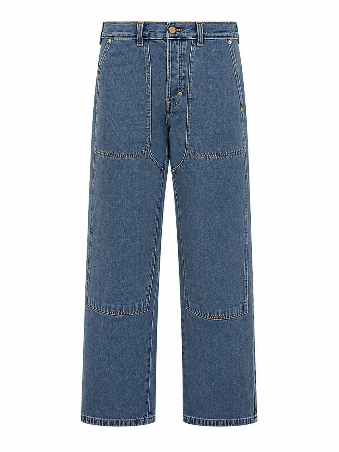Medium-Wash Blue Wide-Leg Panel Jeans