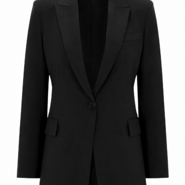 Solid Black Single-Breasted Tailored Blazer