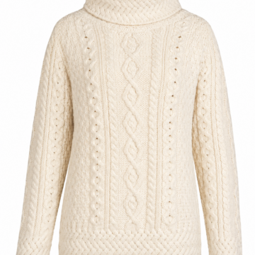 Ivory Cable-Knit Turtleneck Sweater