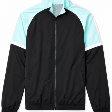 Black Blue White Color-Block Track Jacket