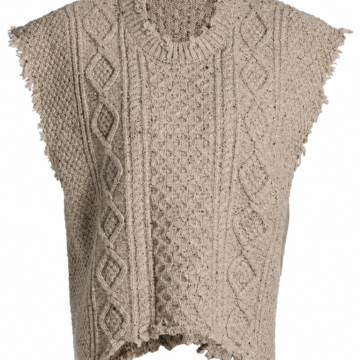 Beige Cable-Knit Sweater Vest