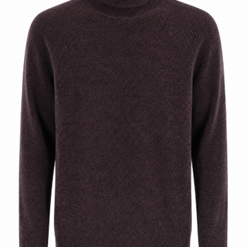 Dark Marl Brown Turtleneck Sweater with Raglan Sleeves
