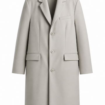 Light Grey Longline Notch Lapel Overcoat