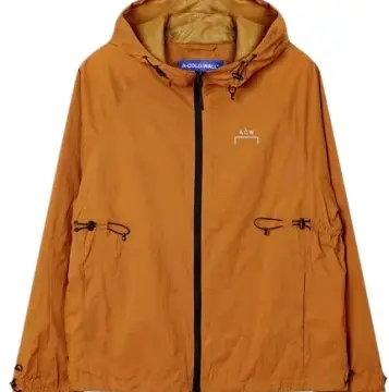 Burnt Orange Hooded Windbreaker Jacket with Toggle Drawcords