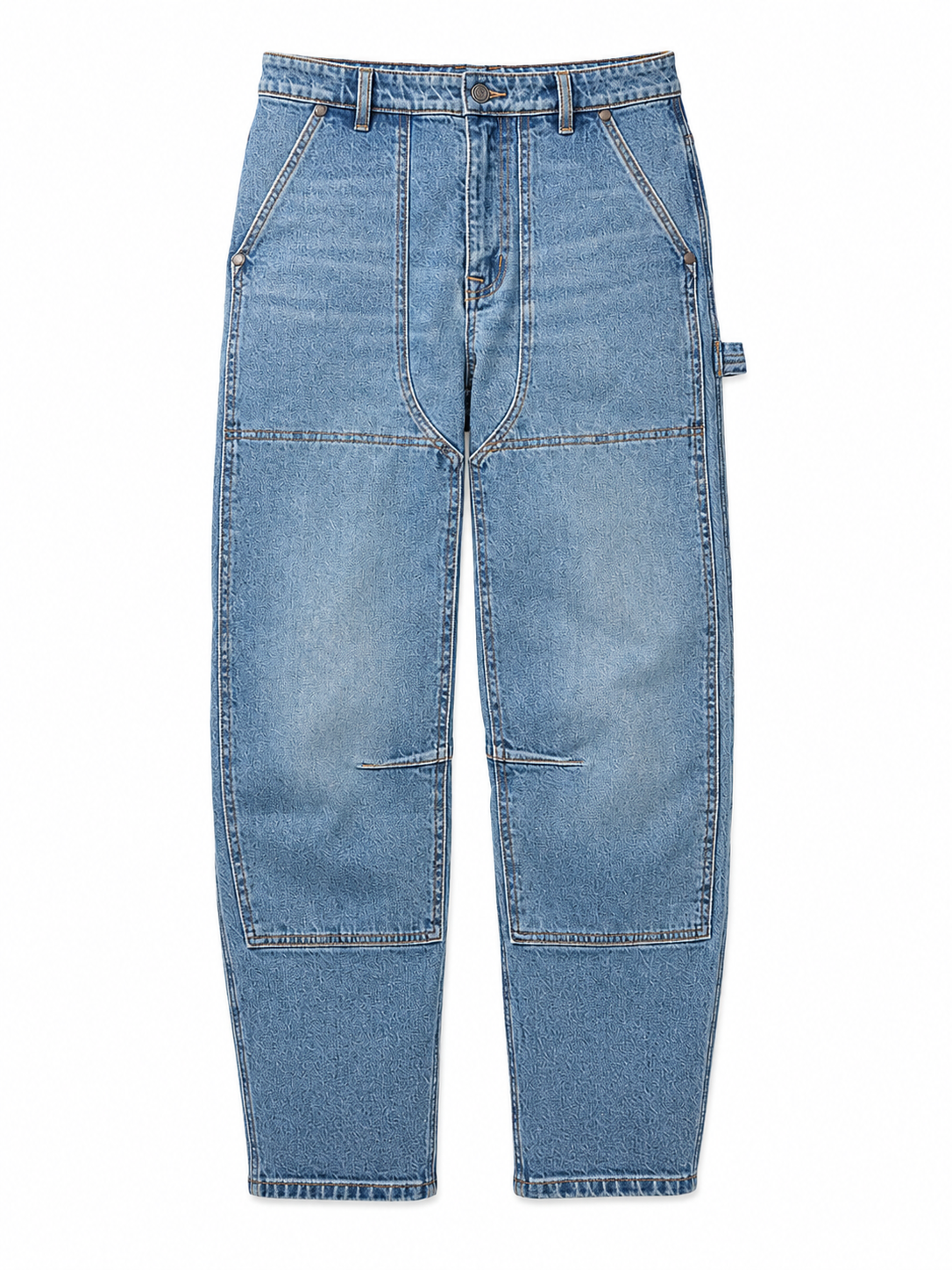 Medium Blue Paneled Straight Jeans