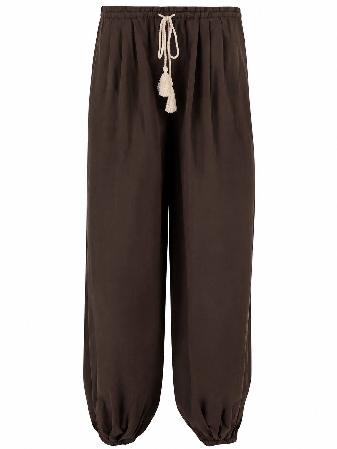 Dark Brown Harem Pants with Drawstring
