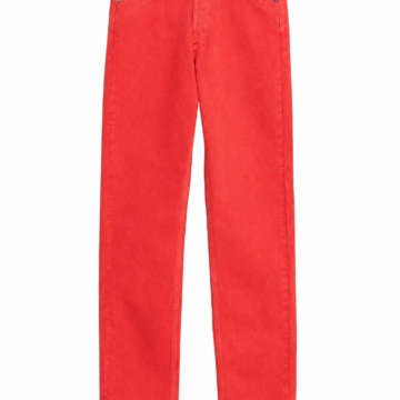 Solid Red Straight-Leg Jeans