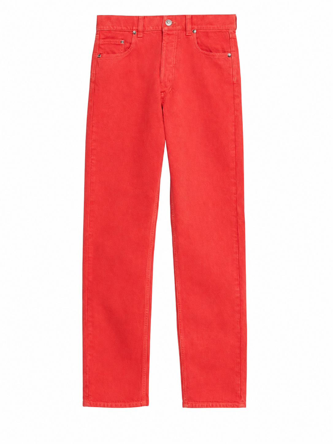 Solid Red Straight-Leg Jeans